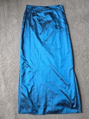 Free People Shimmering Teal 100% Silk Double Slit Maxi Skirt